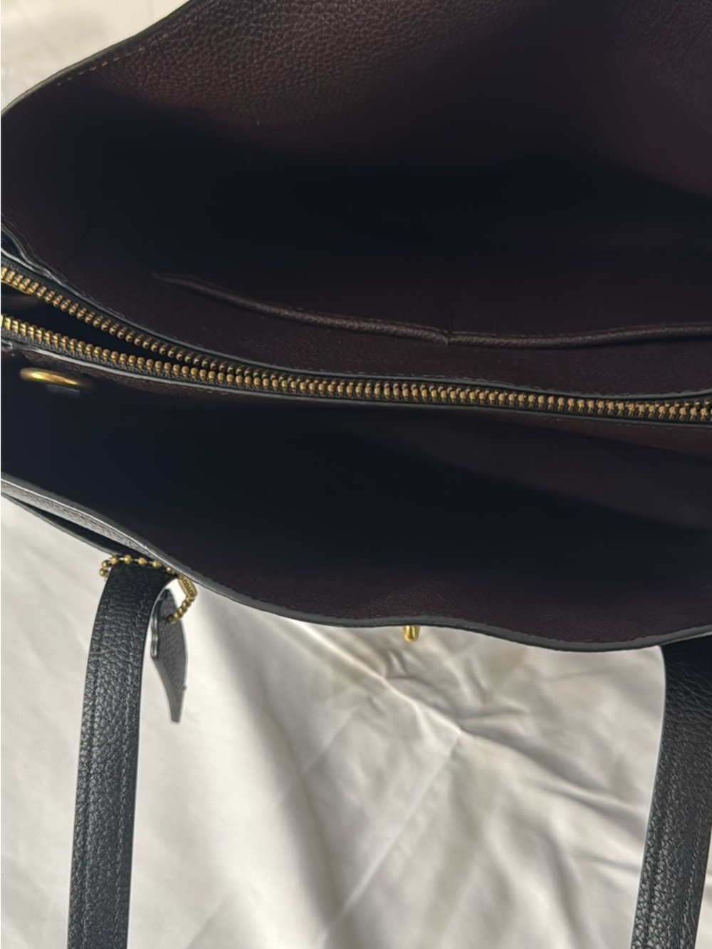 Coach Black Pebbled Leather Top-Handle Tote with Gold Turn-Lock - Picture 5 of 8